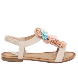 Beige sandaler med blomster 218-174 Beige