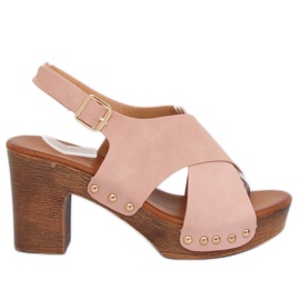 Sandaler ala pink træsko D-131 Pink lyserød