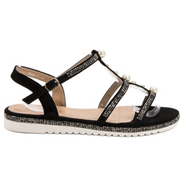 GUAPISSIMA Sandaler med perler sort