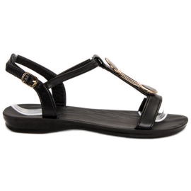 Camo Afslappede flade sandaler sort
