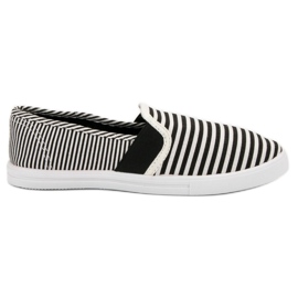SHELOVET Stribede Slipons hvid sort