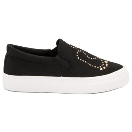 J. Star Slipons med rhinestones sort