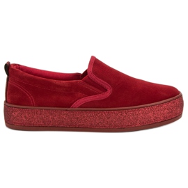 SHELOVET Slipons med glittersål rød