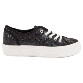SHELOVET Sneakers med glitter sort