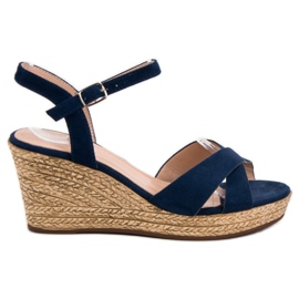Best Shoes Marineblå sandaler på kile