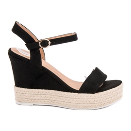 Ideal Shoes Stilfulde kile sandaler sort