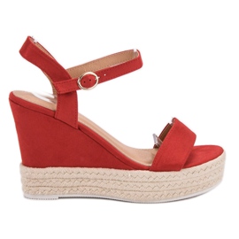 Ideal Shoes Stilfulde kile sandaler rød
