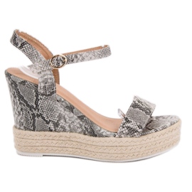 Ideal Shoes Stilfulde kile sandaler grå
