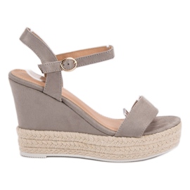 Ideal Shoes Stilfulde kile sandaler grå
