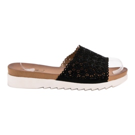 Best Shoes Åbne sorte hjemmesko