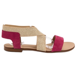 SHELOVET Elegante flade sandaler brun lyserød
