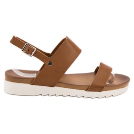 Best Shoes Kamel flade sandaler brun