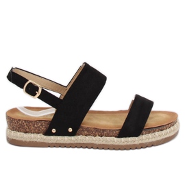 Sorte sandaler på en korksål CH-118 Sort