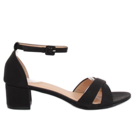 Sorte lavhælede sandaler YC892 Sort