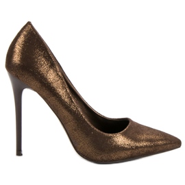 Bestelle Glitter høje hæle brun