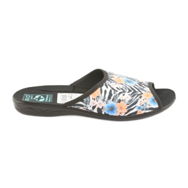 Dame zebra Adanex 23877 hjemmesko hvid sort blå orange