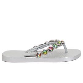 Elegante flip-flops med sølv JH69 sølvsten grå
