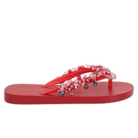 Rød JH68 Røde flip-flops med perler