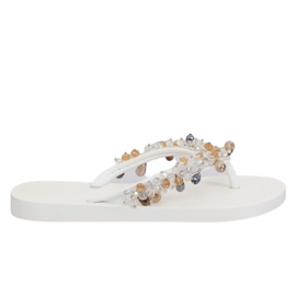 Hvide flip-flops med JH68 hvide perler