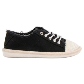 SHELOVET Snøre Espadrilles sort