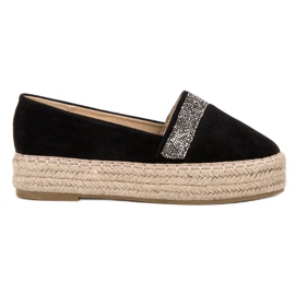 SHELOVET Espadriller med krystaller sort
