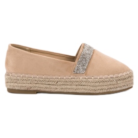 SHELOVET Espadriller med krystaller brun