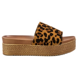 Queen Vivi Tøfler med leopardtryk brun