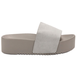 Ideal Shoes Hjemmesko på platformen grå