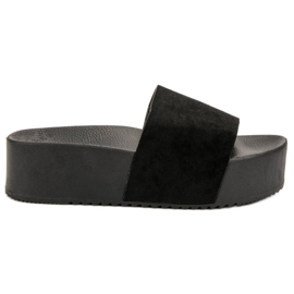 Ideal Shoes Hjemmesko på platformen sort