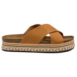 SHELOVET Boho kamel tøfler brun