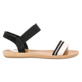 SHELOVET Flade sandaler med elastik sort