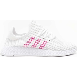 Adidas Deerupt Runner J 608 Fodtøj White Shock Pink Core Black hvid