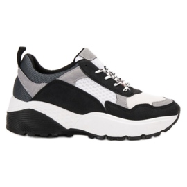 SHELOVET Moderigtige sneakers hvid sort grå