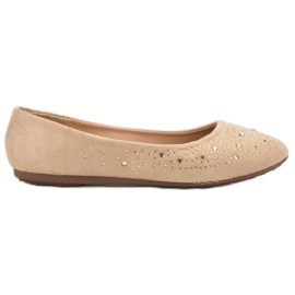 Renda Ballerinas med cubic zirconia beige