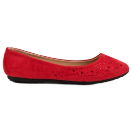 Renda Ballerinas med cubic zirconia rød
