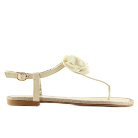Klip-klapper med en blomst beige T314P Beige