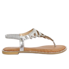 Sølv flip-flops med sten ZY172 Sølv grå