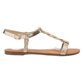 Mannika Gyldne flade sandaler gylden