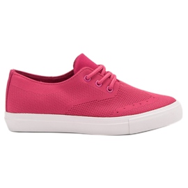 SHELOVET Lyserøde tekstilsneakers