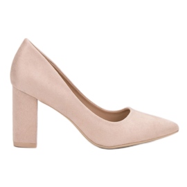 Diamantique Beige ruskindspumper