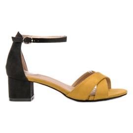 Best Shoes Stilfulde højhælede sandaler sort gul