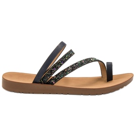 Vinceza Flip Flops Med Glitter sort