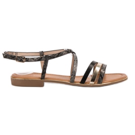 Bestelle Flade sandaler med slangetryk sort