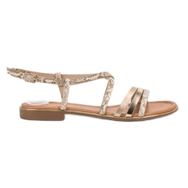 Bestelle Flade sandaler med slangetryk gul