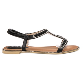 SHELOVET Dekorerede sandaler med gummibånd sort