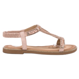 Forever Folie Slip-on sandaler med krystaller lyserød