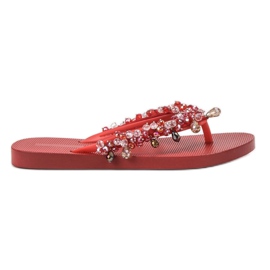 SHELOVET Flip-flops i gummi med ornamenter rød