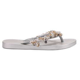 SHELOVET Flip-flops i gummi med ornamenter grå
