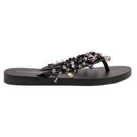 SHELOVET Flip-flops i gummi med ornamenter sort