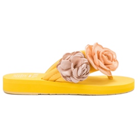 SHELOVET Let flip-flops med blomster gul